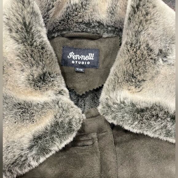 FEN-NELLI TRENCH COAT WINTER SZ 7/8 VINTAGE OLIVE GREEN PREPPY CHIC VERSATILE - Picture 4 of 16